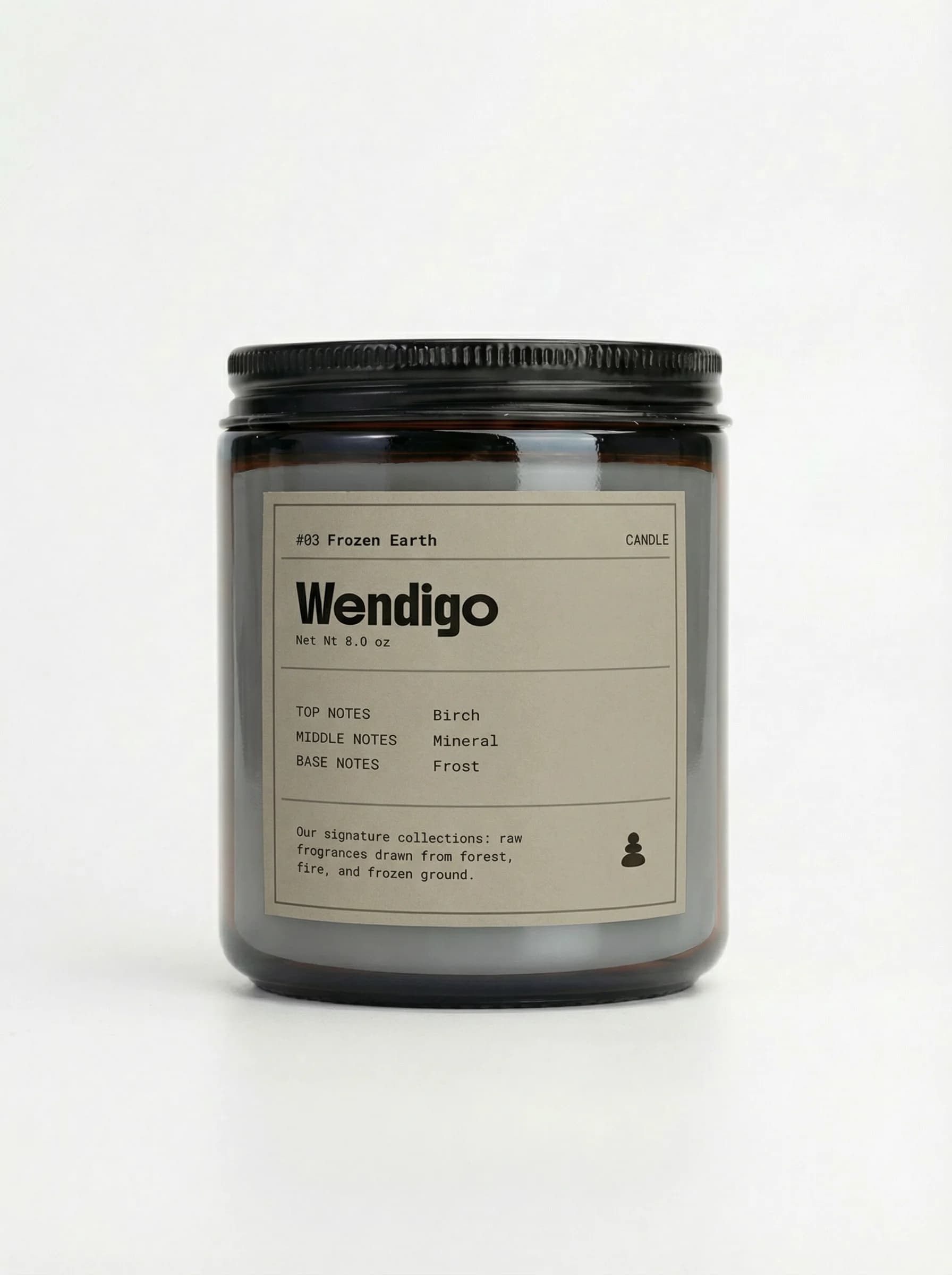 Wendigo Frozen Earth candle product photograph