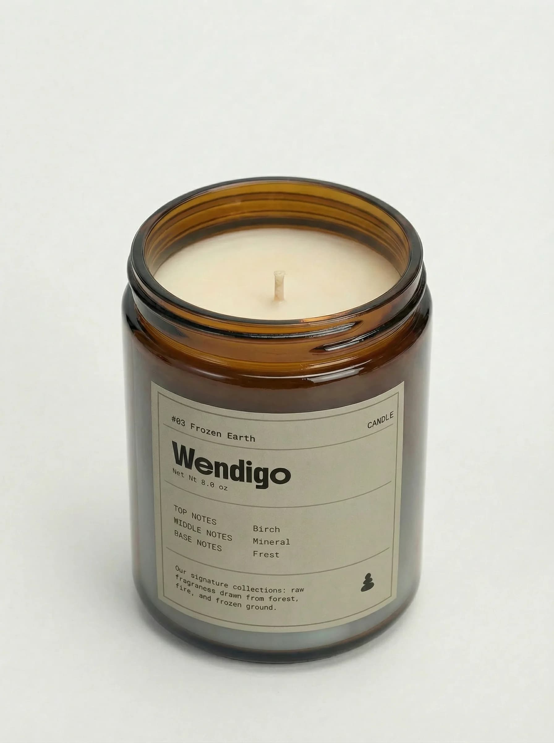 Wendigo Frozen Earth candle product photograph