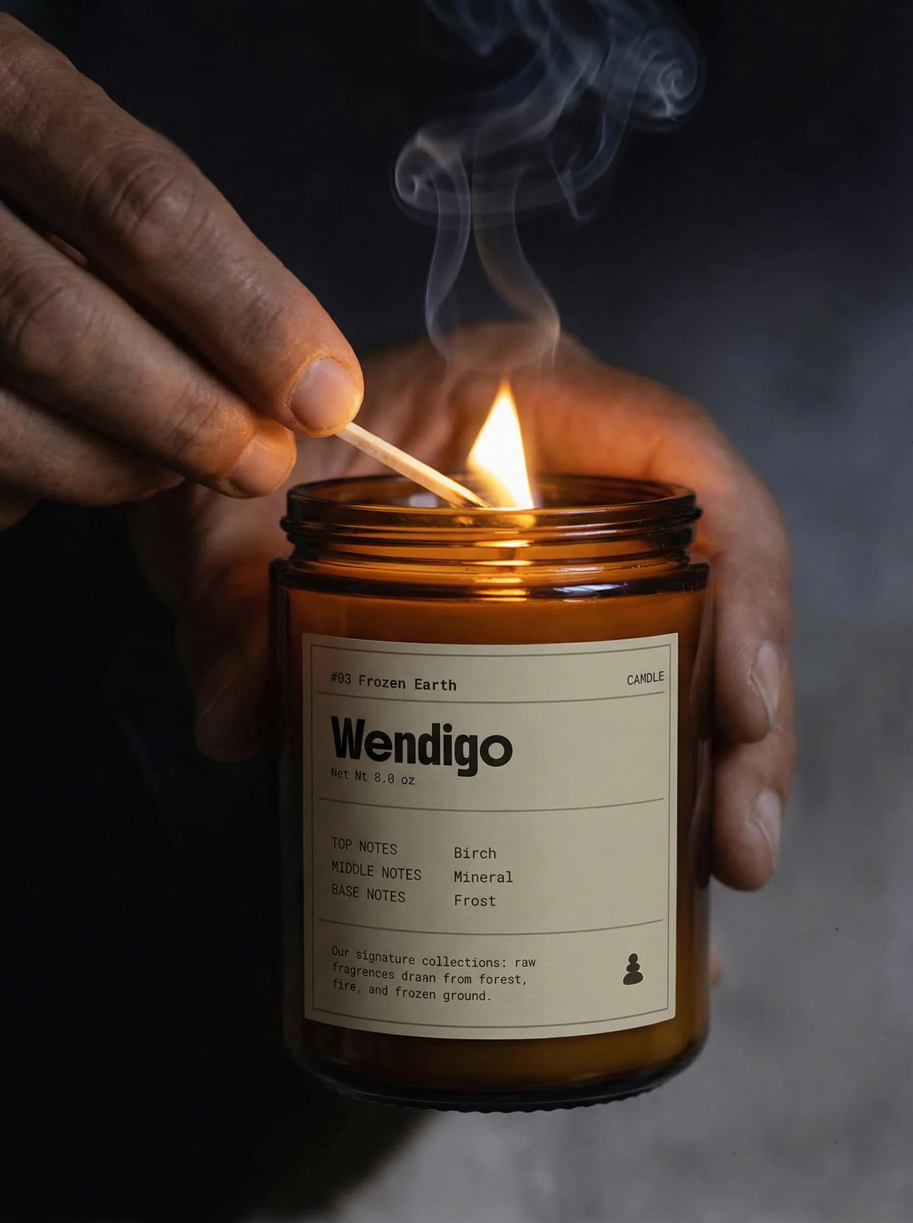 Wendigo Frozen Earth candle product photograph