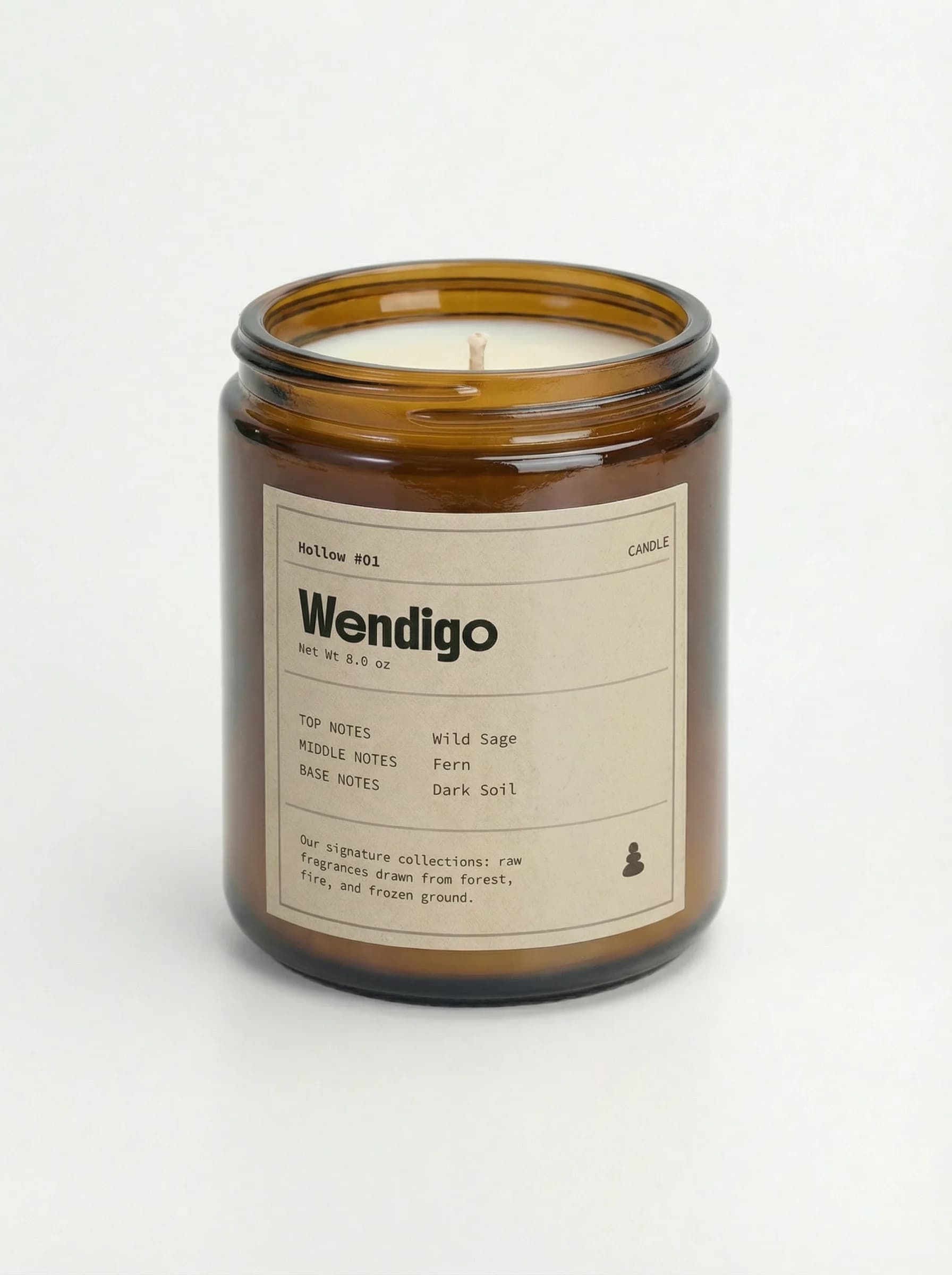 Wendigo Hollow candle product photograph