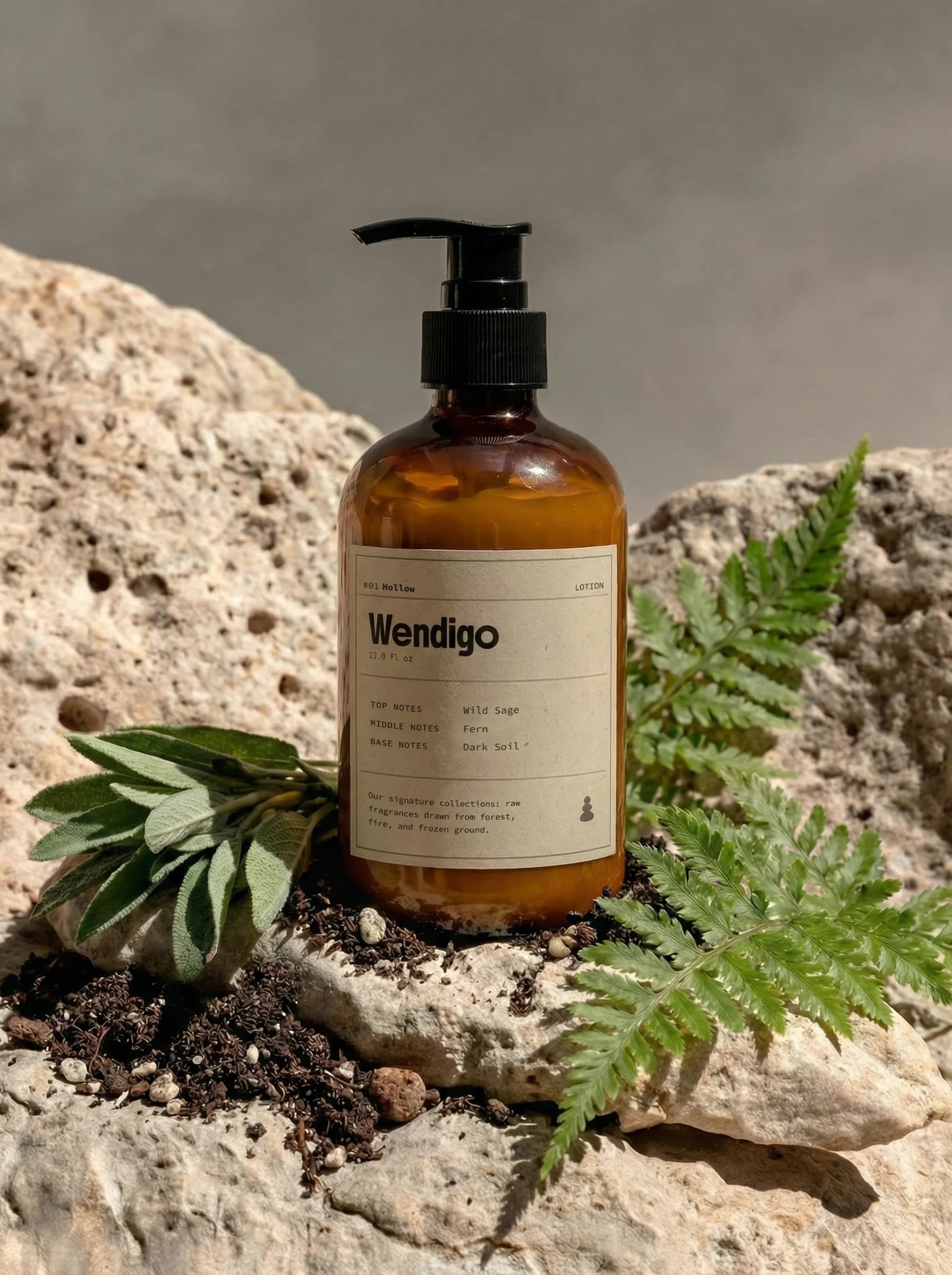 Hollow Lotion by Wendigo — Cold steel accord, pink grapefruit, shiso leaf, shea butter and squalane lotion, 200ml / 6.8 fl oz