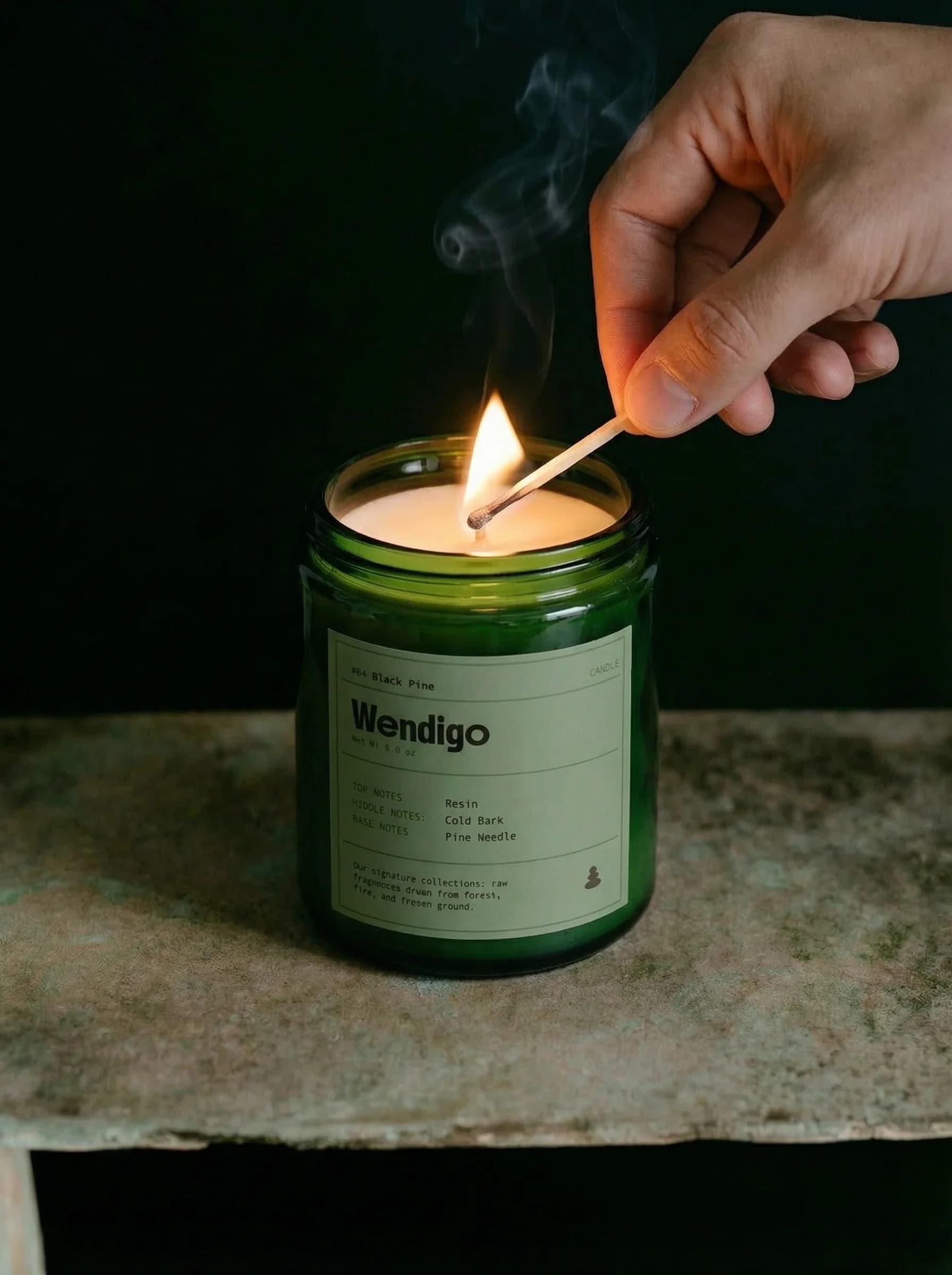 Wendigo Black Pine candle product photograph